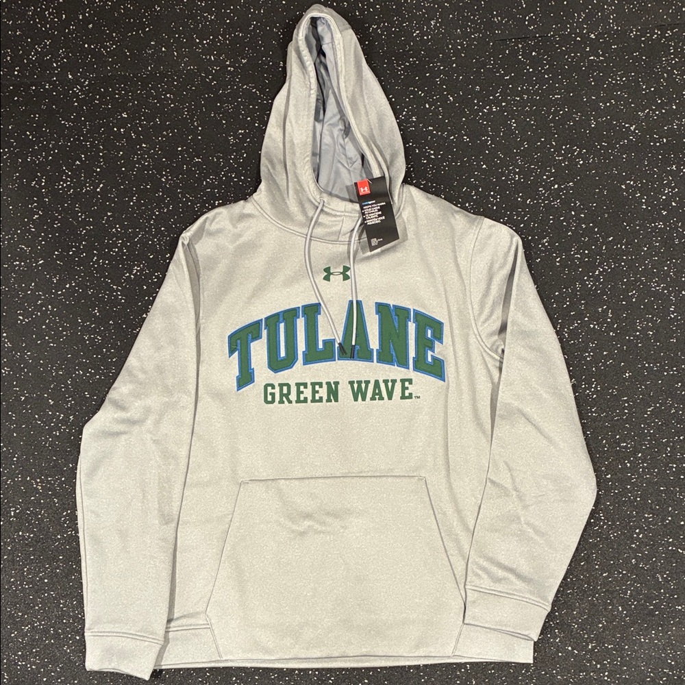 Under Armour Gray Hoodie with Tulane Green Wave Design